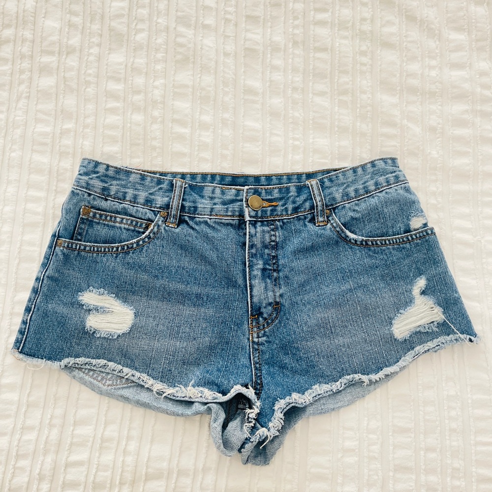 Billabong Cut Off Denim Shorts With Button Fly, Size 28